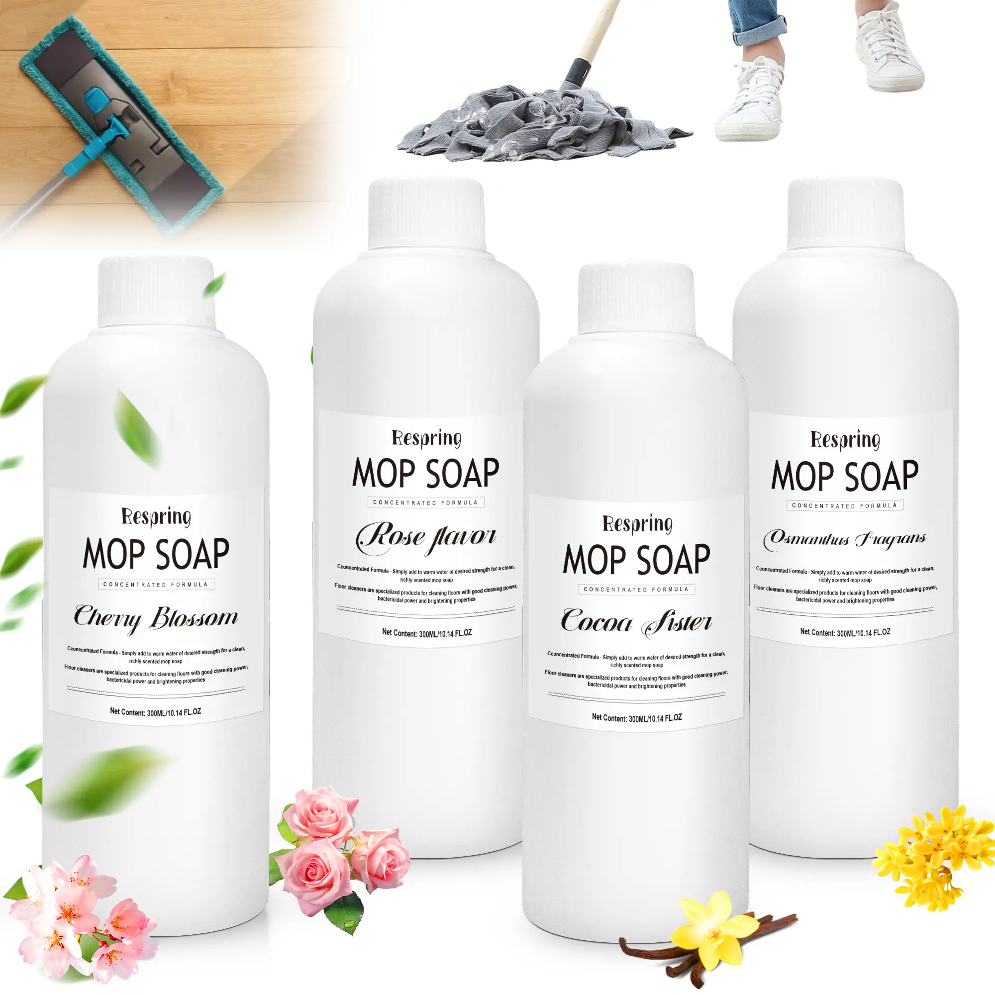 Concentrated Floor Mop Soap (10oz/300ml) - Eco-Friendly Household All-Purpose Cleaner, Scented Quick-Dry Brightening Cleaning Solution for Living Rooms