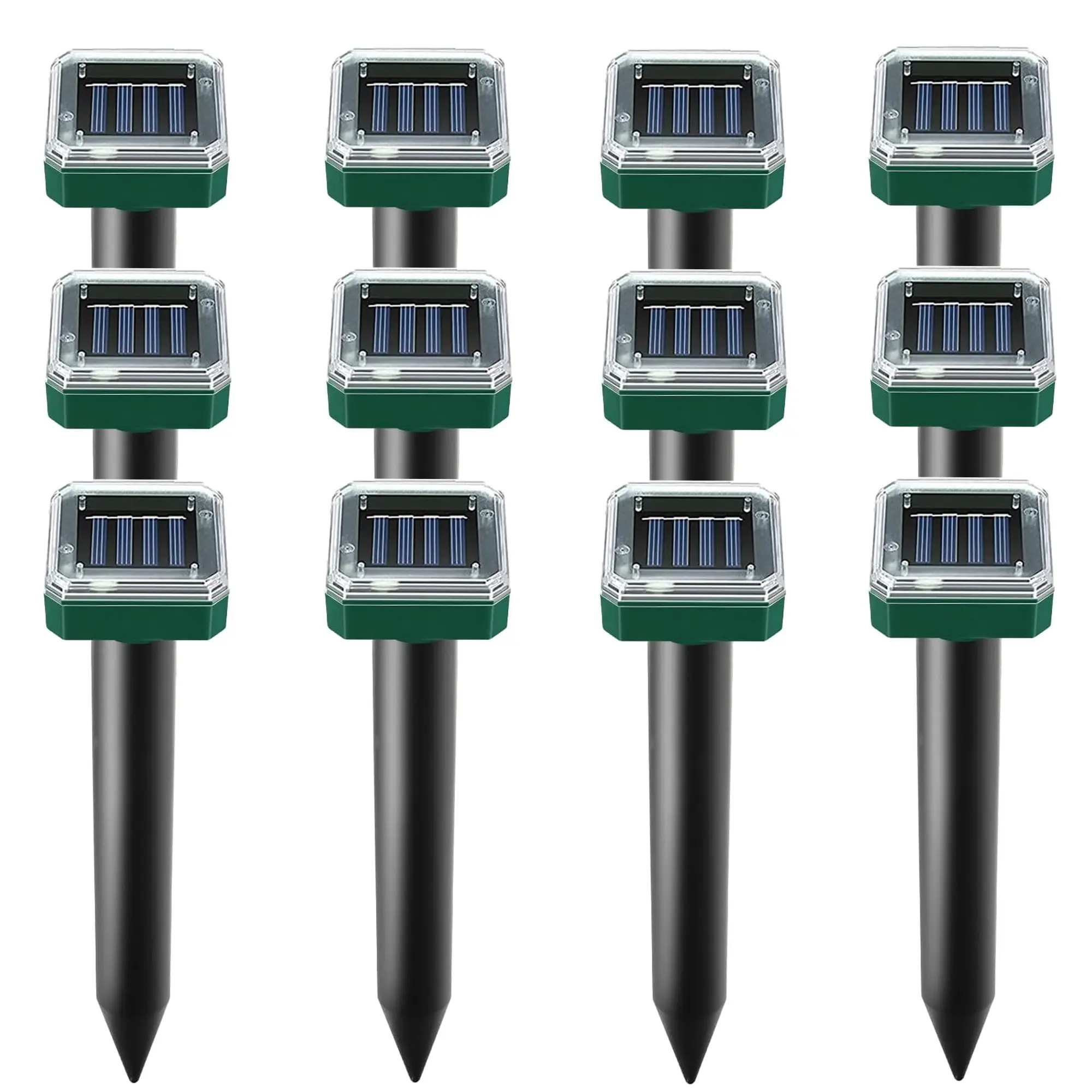 12 Pack Mole Repellent Gopher Repellent Solar Snake Repellent Ultrasonic Vole Gopher Repellent Sonic Waterproof Spikes Stakes for Garden Yard