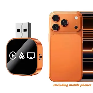 [Christmas Deals on CarPlay Products] Mini Cube Pro 3.0 Wireless All-in-One Smart Adapter for CarPlay & Android Auto, Brand New - Plug and Play, Quick Auto Connect, Orange/Black/Silver, Compatible with 2026 Models
