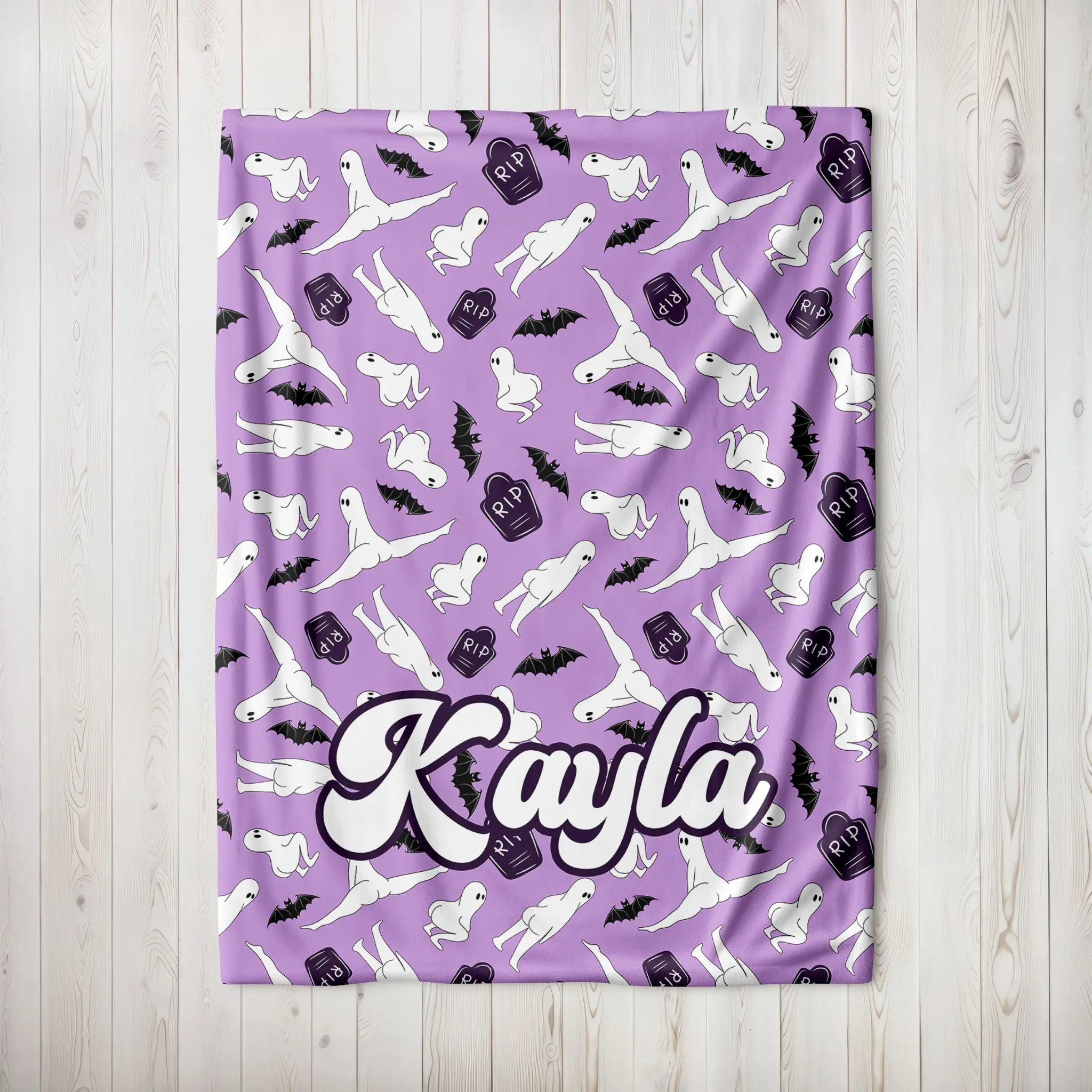 Personalized Twerking Ghost Halloween Blanket | Soft and Cozy Velveteen Blanket For Halloween | Custom Halloween Throw Blanket Cute