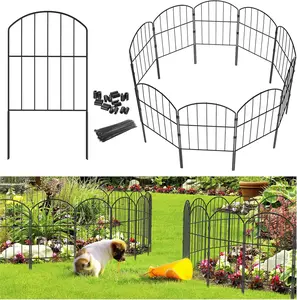Garden Fence, Total 10ft(L) x 24in(H) Garden Fencing Animal Barrier, 10 Pcs Rustproof Metal Fence Panels