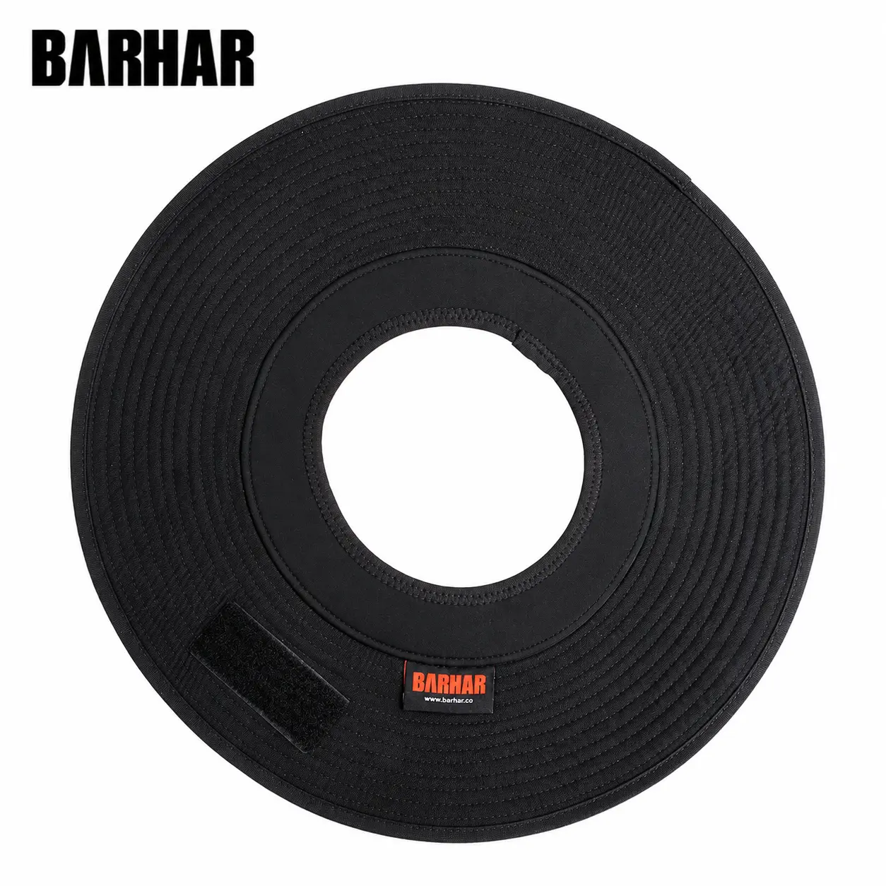 BARHAR 43cm Hard Hat Sun Shade Attachment for Compatible Hard Hats & Climbing Helmets, Reversible Black/Orange Foldable Water-Resistant Wide Brim with Hook-and-Loop Patch for Construction, Arborist, Rope Rescue & Outdoor Work