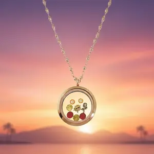 Sunset Horizon Floating Locket Set – 10 Piece Rose Gold Jewelry Bundle