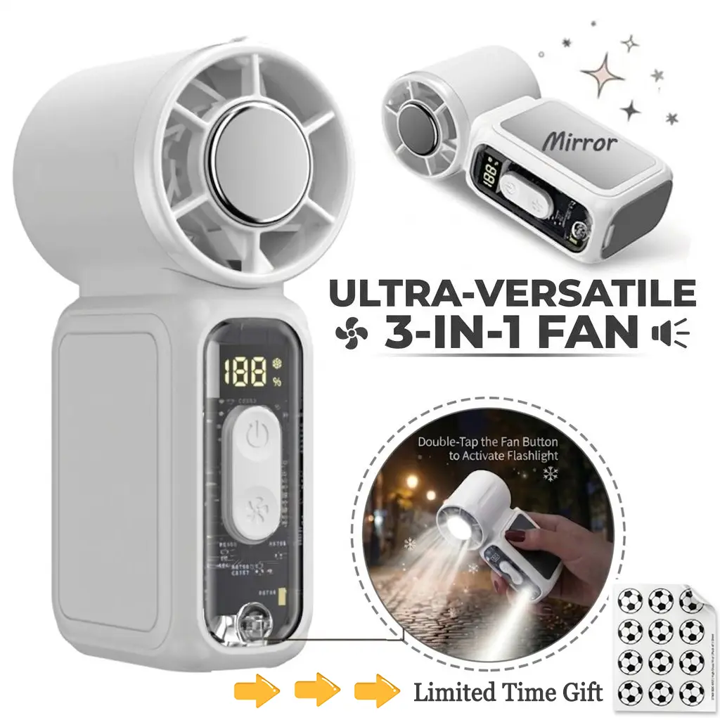 【Creator’s Pick】Handheld Fan with Mirror & Flash Light, 199 Adjustable Levels Foldable for Summer Travel Vacation Essentials& Outdoor Activities, Small Personal Fan for Women's Makeup, Cool fan