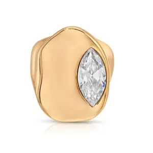 Ettika Liquid Crystal Statement Ring 18K Gold Plated Brass with Cubic Zirconia Fashion Jewelry Elegant Gift for Her