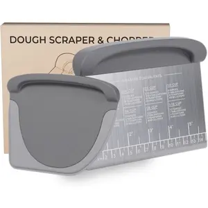 Kitchen Scraper Set- 2-in-1 Stainless Steel Bench Scraper & Dough Cutter,Bowl Pastry Scraper for Bread Cake Pizza, Bench Knife Kitchen Dough Scraper for Baking,Dough Cutter and Scraper,Multi-Purpose Vegetable Chopper, Dishwasher-Safe