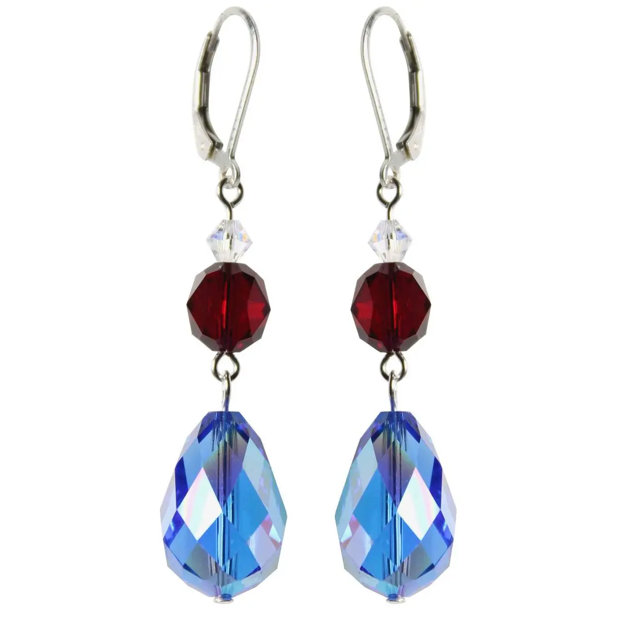 Limited Edition Sterling Silver Dangle Earrings featuring rare vintage 18mm Sapphire Swarovski crystals that are Yacht Club Ready