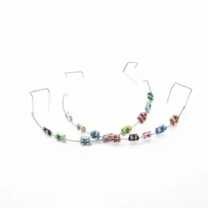 1 pair Colorful Temporary Tooth Decoration with Metal Wires Dental Decorations Orthodontic Ligature Ties Braces Fake Brackets 2-piece set fashion