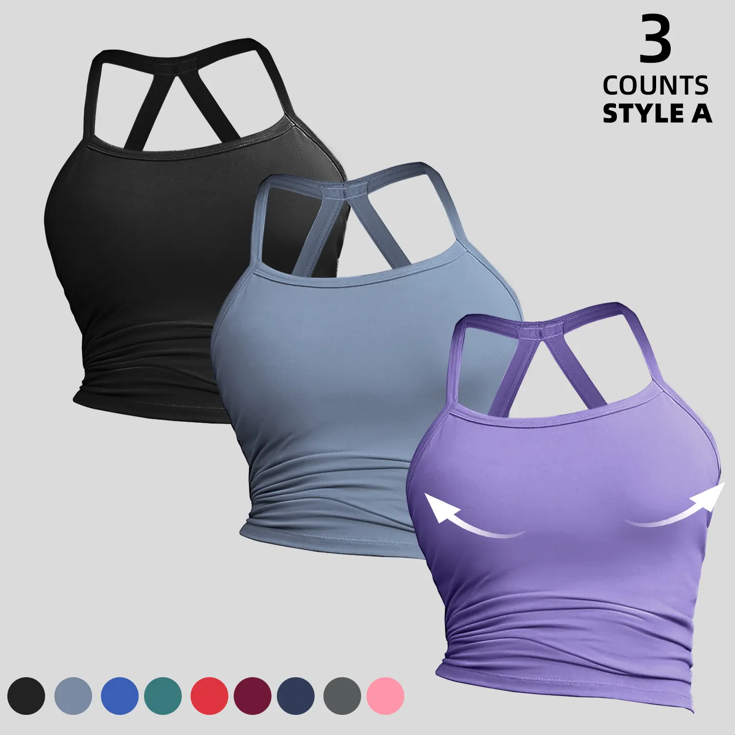 3 pcs - Style A-Black-Blue-Violet