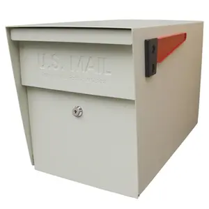 Mail Boss 7107 Curbside Security Locking Mailbox - White, Steel Construction, 3 Keys, 37 lbs, 21 D x 13.5 H x 11.25 W in, Drill Bit Compatible (for Office Safes & Stationery Organization)