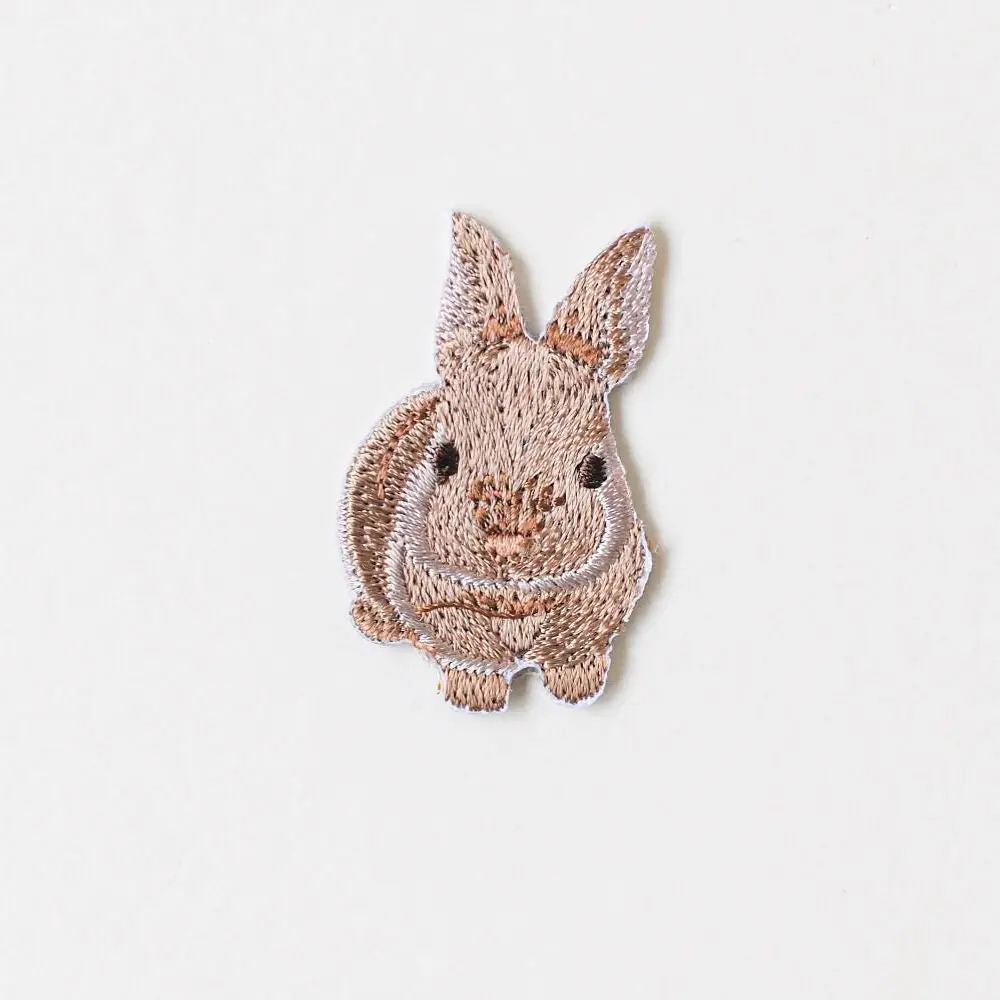 Fluffy Rabbit Iron‑On Patch, 1.6 inch Embroidered Bunny Applique for Clothes, Totes and Pouches
