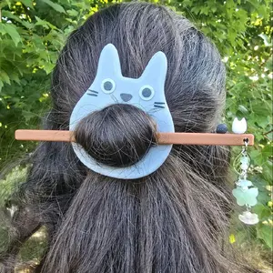 Cute Anime Forest Spirit Cat Bun Holder Hair Pin