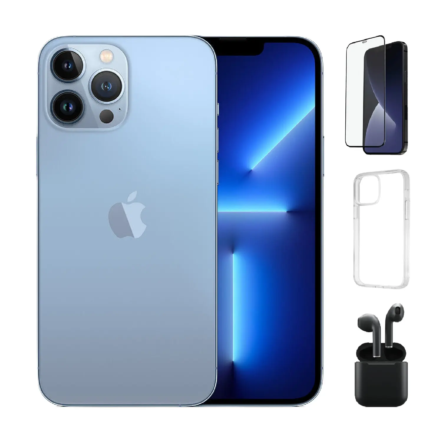 Refurbished iPhone 13 Pro Max (Unlocked)-Acceptable Condition with Case, Wireless Earbuds,Tempered Glass Screen Protector & 1 Year Warranty A2484