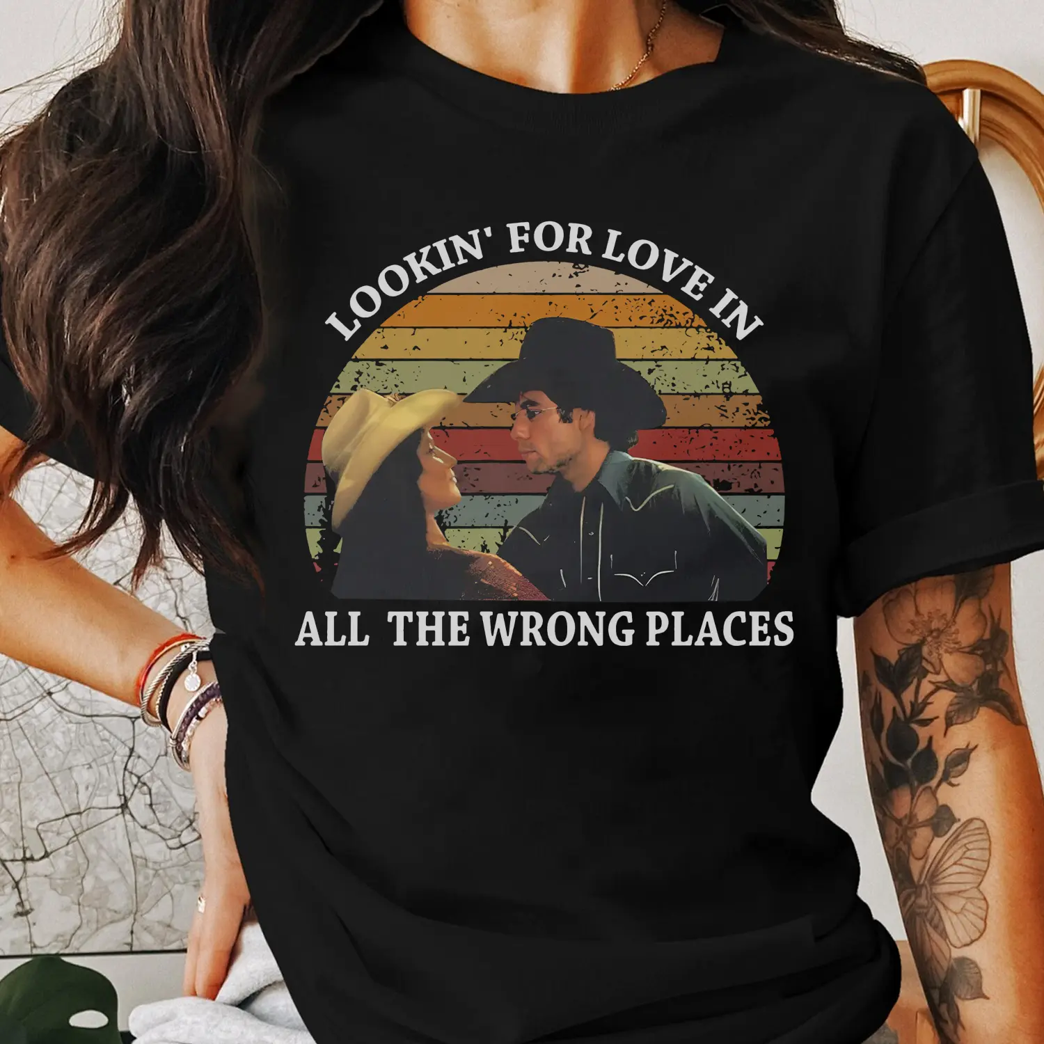 Women's Vintage Western Country Slogan Graphic T-Shirt Top, Unisex Soft Cotton Crew Neck Short Sleeve, Fitted Cut Medium Length, All Seasons Retro Rural Casual Streetwear, Machine Wash Classic Quote Apparel, Ideal Gift For Country Music Fans