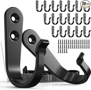 20PCS Wall Hooks for hanging, Metal Wall Hooks for Coats, Coat hooks for Wall, Heavy Duty Single Prong Wall Hooks With 40 Pieces Screws for Hanging Coats，Towel，Backpack，Hat, Dog Leashes，Coffee Mug Organiser Set