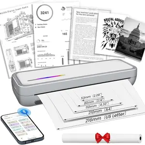 Portable Wireless Thermal Printer for Home & Travel - Mini Bluetooth Inkless Printer Compatible with 8.5"x11" US Letter & A4 Size- Works with iOS, Android & Laptops - Ideal for Tattoos, Office