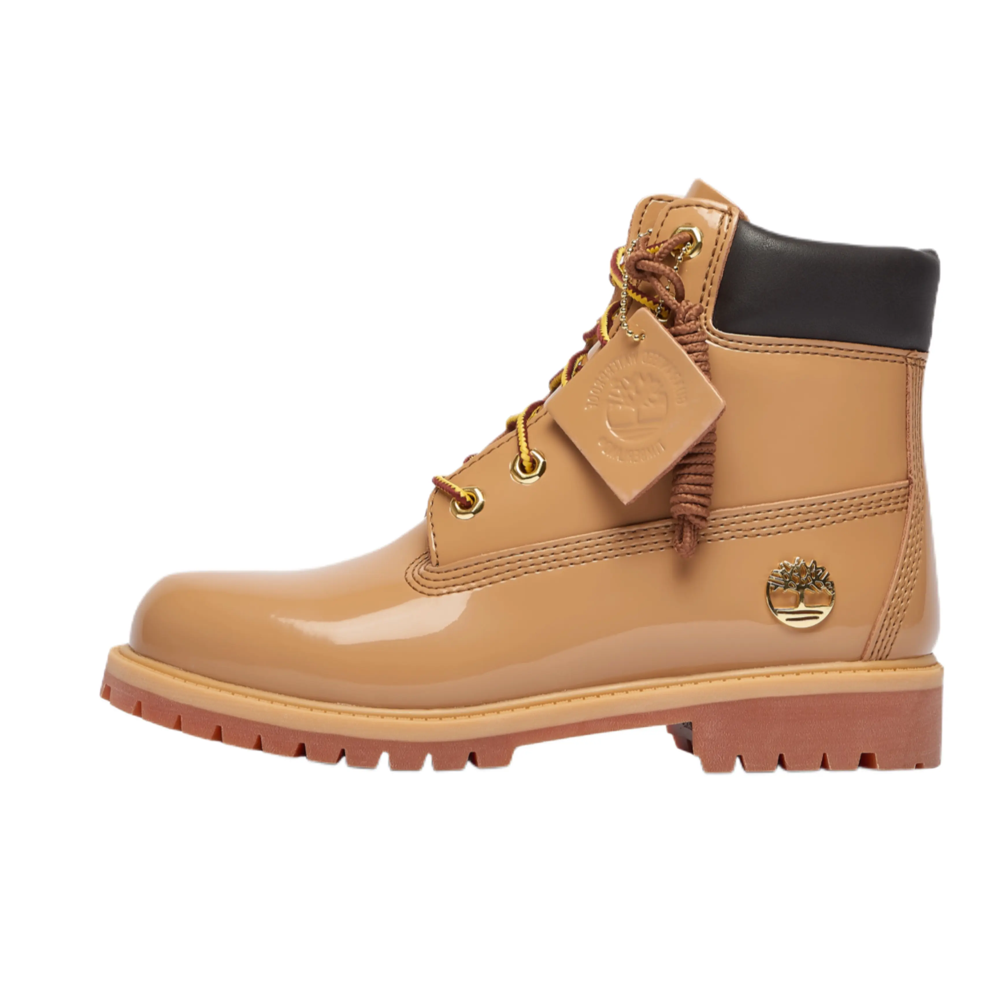 Timberland 6" Premium Waterproof Patent Leather Boots, Finch/Wheat, Rubber Footwear for Youth-Women, Padded Durable Daily Walking Shoes, Footwear Boot, Classic
