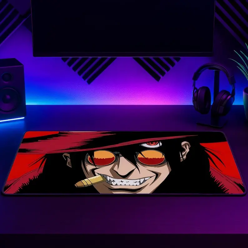 [Sale Up to 65% Off][Free Shipping] Alucard Hellsing Ultimate Desk Mat, Dark Vampire Anime Mouse Pad, XL Gaming Keyboard Mat, Non-Slip Extended Desk Pad, Gothic Manga Gamer Setup, Anime Gift