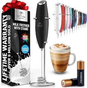Zulay Kitchen OG Tornado Milk Frother with Stand – Includes Duracell Batteries