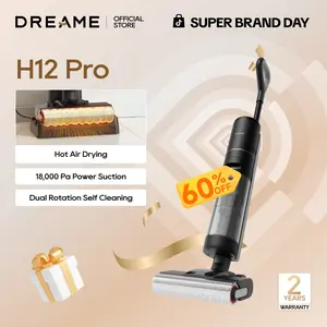 DREAME H12 Pro Select Vacuum Mop, Wet Dry Vacuum Cleaner, Smart Floor Cleaner Cordless Vacuum and Mop for Hard Floors, One-Step Edge to Edge Cleaning with Hot Air Drying Black