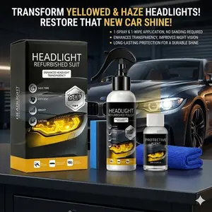 Car Headlight Restoration Kit, Stain Remover, Cleaning Agent, Brightening Solution, Auto Accessories, Easy Application, 1 Set