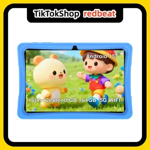 Redbeat B2 tablet for kids, 10.1-inch Android 15 (4+12ext)GB + 64GB, 5G, WIFI, parental controls, protective case, dual cameras, child protection, eye protection, eco-friendly materials, Christmas gift.
