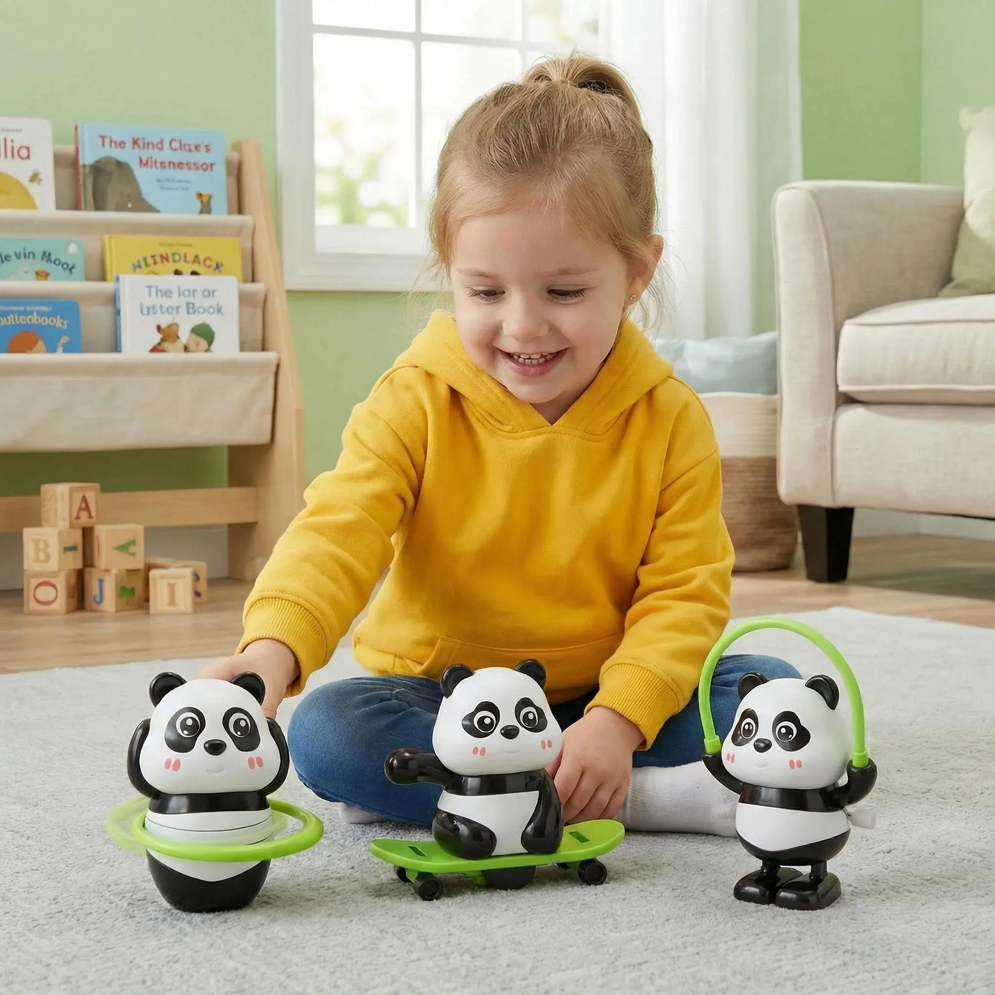 Kids Birthday Gift - Cute Sports Panda Toy | Kawaii Jump Rope / Hula Hoop / Scooter,  Desk Decor Collectible