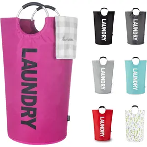 115 L Pro Large Laundry Basket (11 Colors), Waterproof Laundry Hamper, Laundry Bag with Padded Handles, Clothes Hamper Stands Up Well, Collapsible Laundry Basket Easy Storage(Purple)