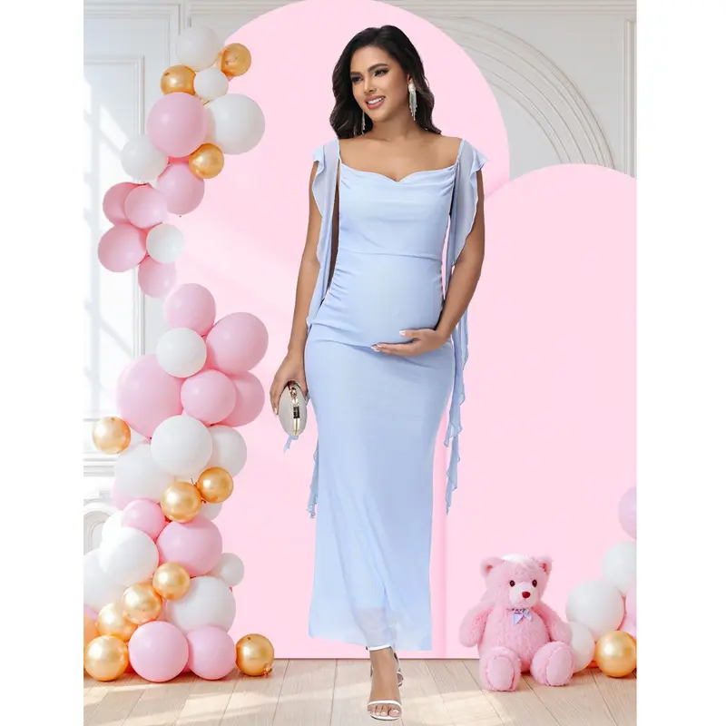 blue and white floral bridesmaid dress Casual Boho Dress for Women – Pink & Blue Baby Shop main image 1