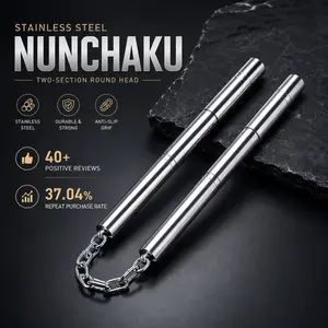 Adjustable Stainless Steel Nunchaku Training Stick with Non-Slip Grip, Portable Round-End Practice & Performance Tool