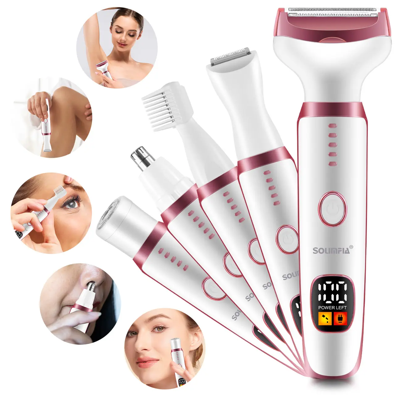 5 in 1 Body Hair Trimmer, Multifunctional Hair Trimmer, High Quality Trimmer, Rechargeable Electric Shaver for Arms, Legs, Underarms & Body, Portable Bikini Trimmer Women's Hair Removal Tools, Wireless Trimmer, Cordless Trimmer, Battery Powered Trimmer