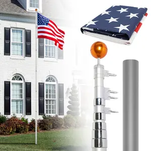 Ubesgoo 20 ft. Sliver Aluminum Flagpole with 5 ft. x 2.6 ft. American Flag for Outside House, Residential or Commerical
