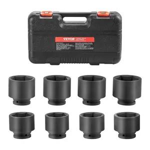 【Summervibes】VEVOR Axle Nut Impact Socket Set, 3/4" Drive 6-Point 8-Piece SAE Spindle Nut Socket Set, CR-MO Heat Treated Large Socket Set with Storage Case, for Auto Repair, Removing or Installing Axle Nuts