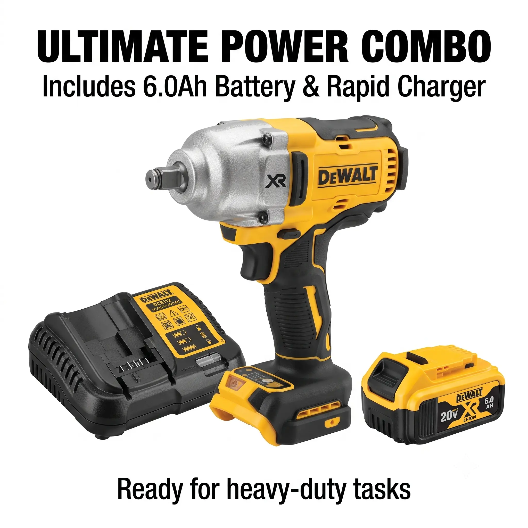 DeWalt DCF900 20V Brushless Motor 1/2-in Drive Cordless Impact Wrench Kit - 1898NM High Torque Power Tool, Anti-Slip Grip, Speed Control, Battery, Charger for Automotive Repair, Heavy-Duty Tasks