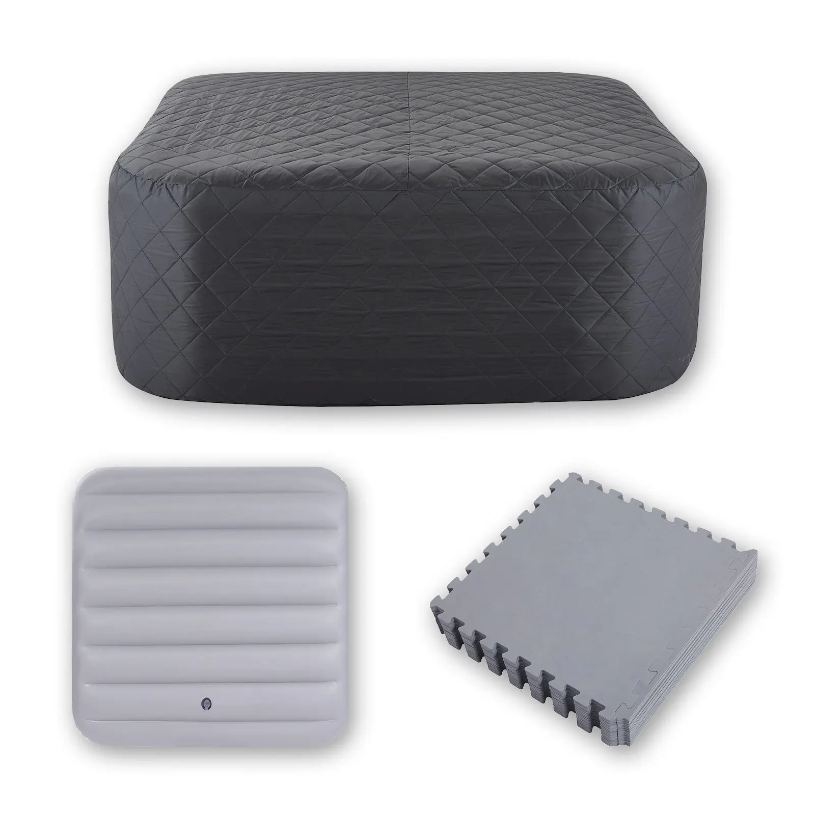 Relxtime Insulation Suit for 2-4 Person 61 inch Square Hot Tub Spa, Square Inflatable Cover Top Lid, Square Thermal Cover & Thickened Mat, Waterproof, Energy Efficiency Saving FathersDayGift