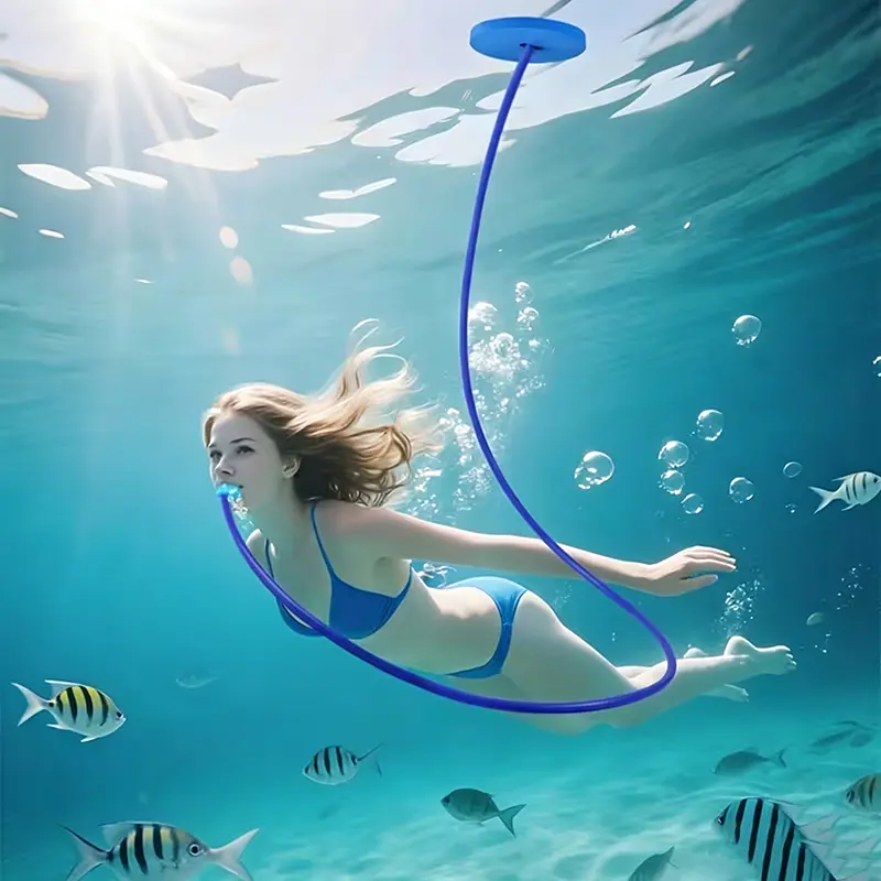 Portable Snorkel Breathing Tube, Underwater Free Breathing Training Equipment, Lightweight Semi-Dry Snorkeling Gear for Swimming, Floating and Underwater Practice