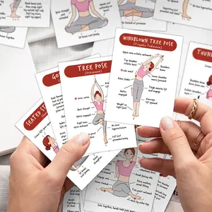 40pcs Yoga Pose Guide Cards, Beginner-Friendly Illustrated Yoga Poses Practice Cards, Basic Yoga Movement Stretching Instruction Cards, Postures