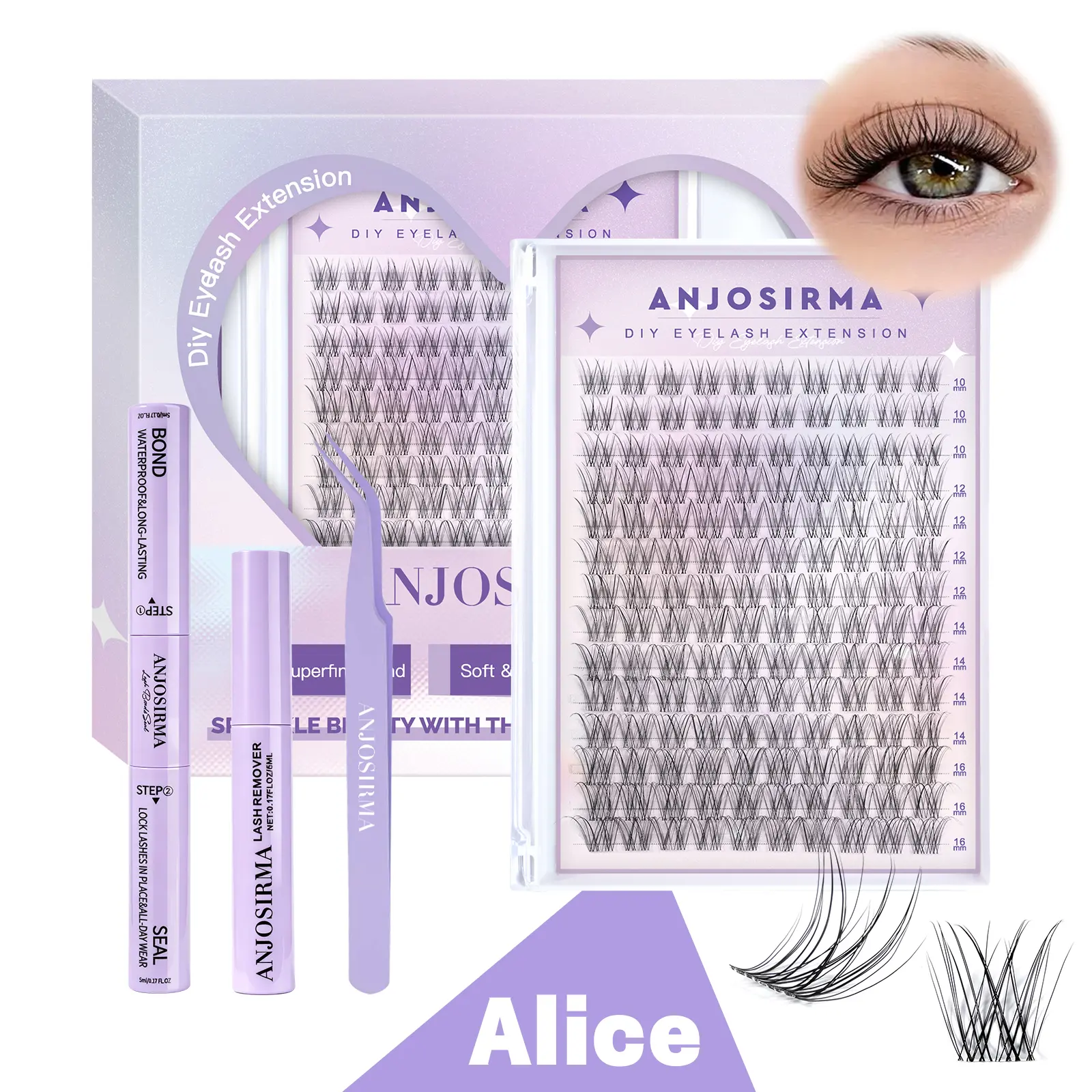 AN JOSIRMA Alice DIY Lashes Clusters Invisible Band Natural Soft Waterproof Lash Extension Easy to Apply at Home Cosmetic Makeup Volume False Eyelashes #DealsForYouDays