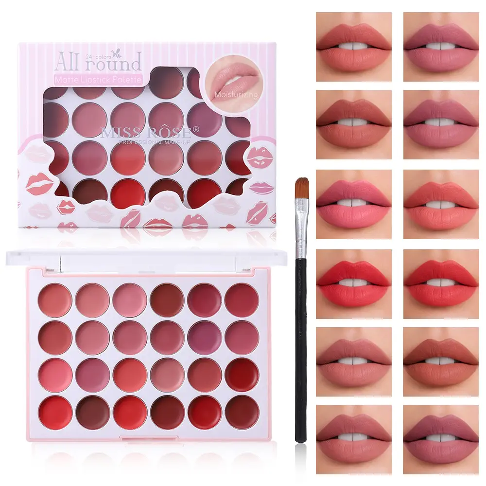 Multi-Color Lipstick Palette with Dedicated Lip Brush, Smooth Application, Natural Shades, Long-Lasting, Compact Design, Easy to Use