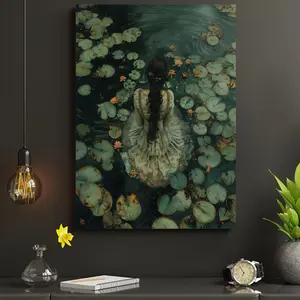 Gothic Victorian Lake Canvas Art Print - Dark Academia Aesthetic Waterproof Wall Decor, Victorian Gothic for Living Room, Bedroom, Office - Mysterious Moody Tones, Unframed or Wrapped Canvas Frame, Use (No Frame Included), 2D Flat, Perfect for Room