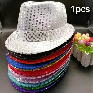 Adult Kids Sequined Jazz Hat, Stage Performance Dance Hat, Party Ktv Festival Cosplay Costume Hat, Multiple Colors Available