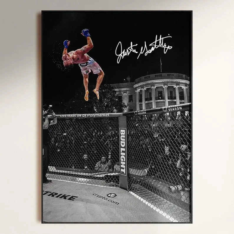 Justin Gaethje Poster, Iconic White House Backflip Poster, UFC Freedom 250, Signed MMA Poster, MMA Fan Gift