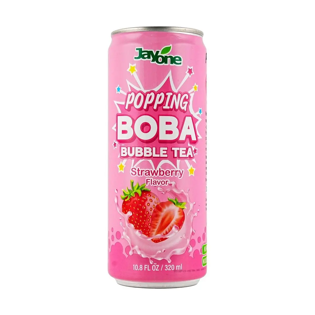 JAYONE Korean Strawberry Bursting Boba Fruit Tea Drink - Refreshing & Fun Beverage, 320ml