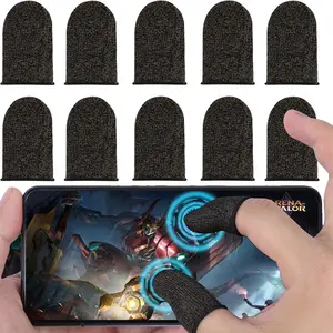10PCS Black Finger Sleeve for Gaming Mobile Game Controller Anti-Sweat Breathable Seamless Touchscreen Cover Ultra-Thin 0.05mm Sensitivity & Smooth Play