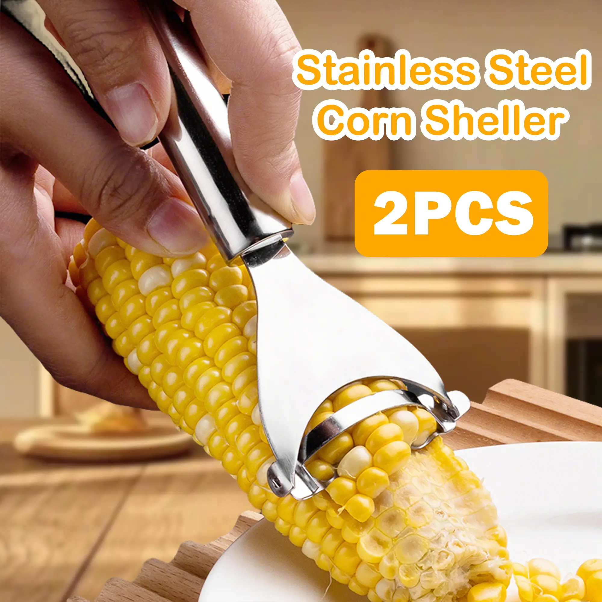 2 Counts Corn Peeler, Commercial-Grade Corn Shucker - Rustproof Steel Blade for Bulk Corn Processing