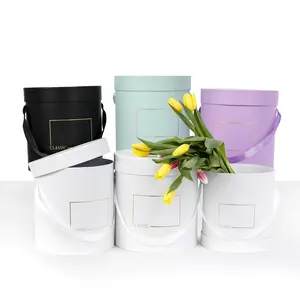 Large Set of 3, Round Flower/Gift Boxes with Lids, Classic Black/White/Teal/Purple | W730