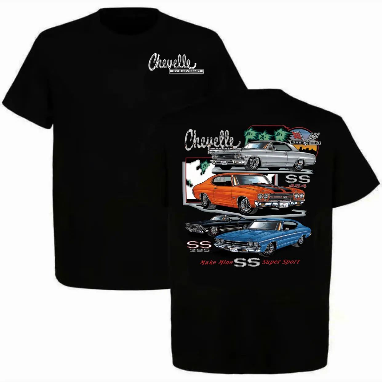 Vintage Chevelle SS 2-Sided T-Shirt, SS396 SS454 Muscle Car Graphic Tee