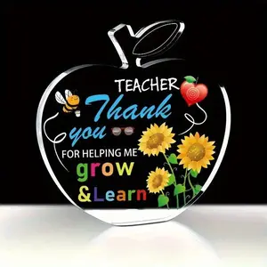 Acrylic Apple Shaped Plaque, Teacher Appreciation Gift, Unique Teacher Birthday Gift, Art Crafts To Decorate Home, Commemorative Gift