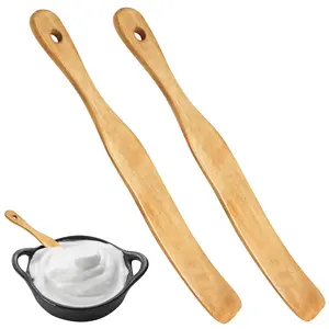Sourdough Spatula 2Pcs Wooden Kitchen Tools for Cooking, Dough Stir with Hanging Holes, Fermentation Use