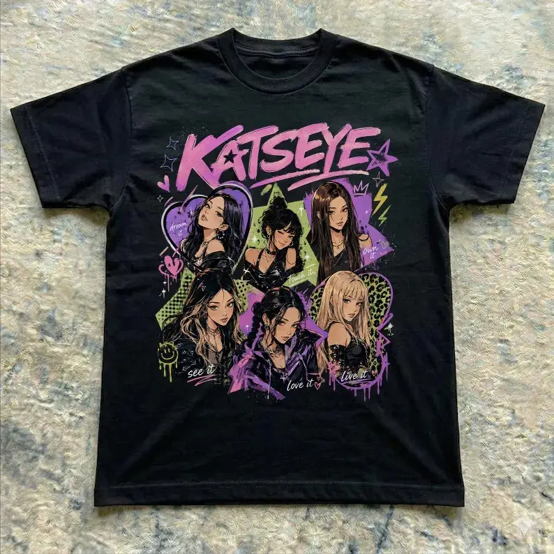 Katseye Beautiful Chaos Tour Shirt, Kpop Vintage Graphic Tee, Music Fan Merch Gift, Eyekon Kpop Fan Gift, Katseye Concert Tee